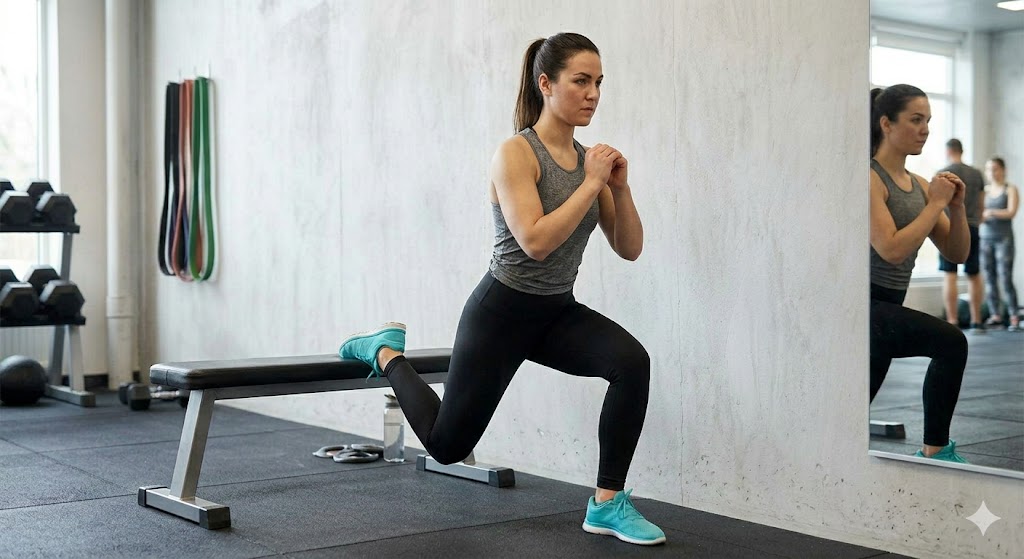 불가리안 스플릿 스쿼트 예시 이미지