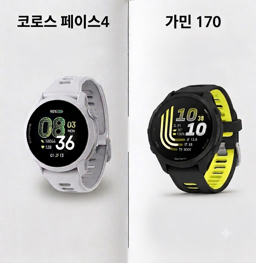 [러닝 워치 비교] 가민 포러너 170 vs 코로스 페이스 4 스펙 전격 비교: 나에게 맞는 가성비 최신 기기는?