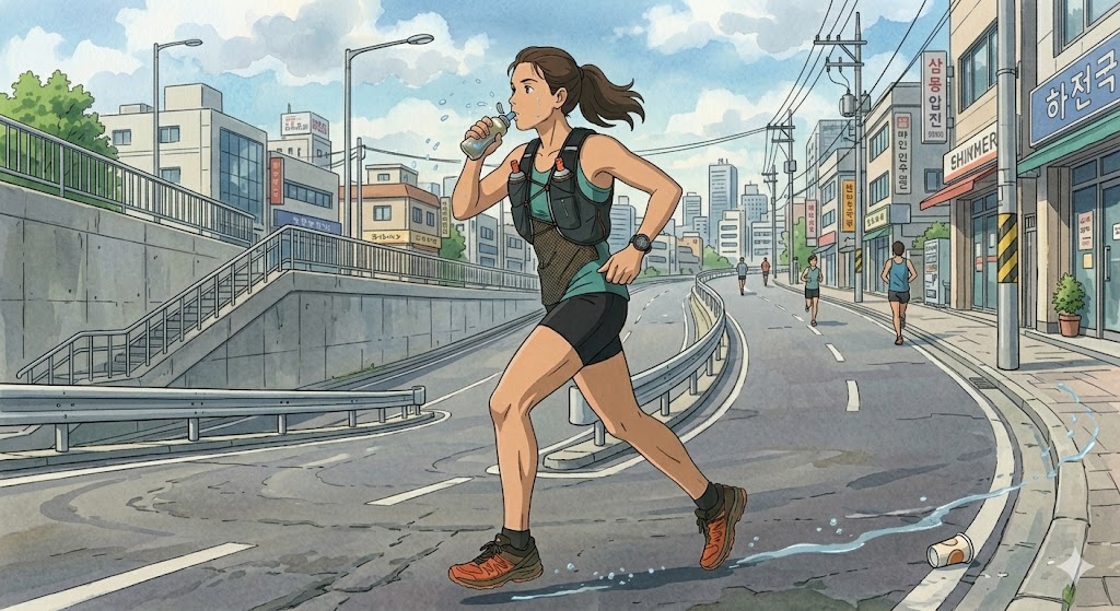 [러닝 인사이트] 달리기 중 수분 보충, ‘목마르기 전’이 정답인 이유와 완벽한 타이밍 (실전 하프 대회 사례)